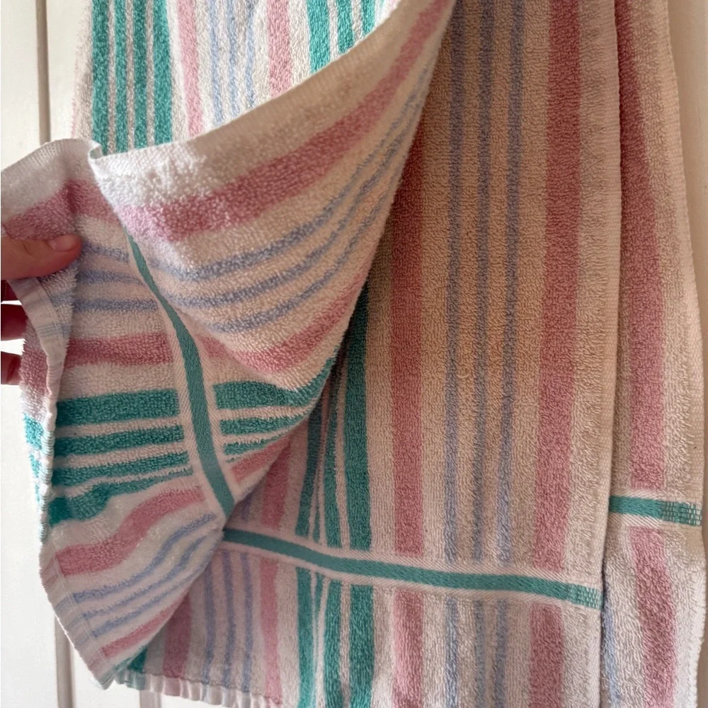 Vintage pink and green towel